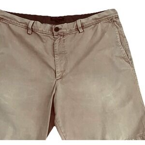 Banana Republic Men's Chino Shorts Size 38 Khaki‎ Tan Flat Front Logo *See Notes